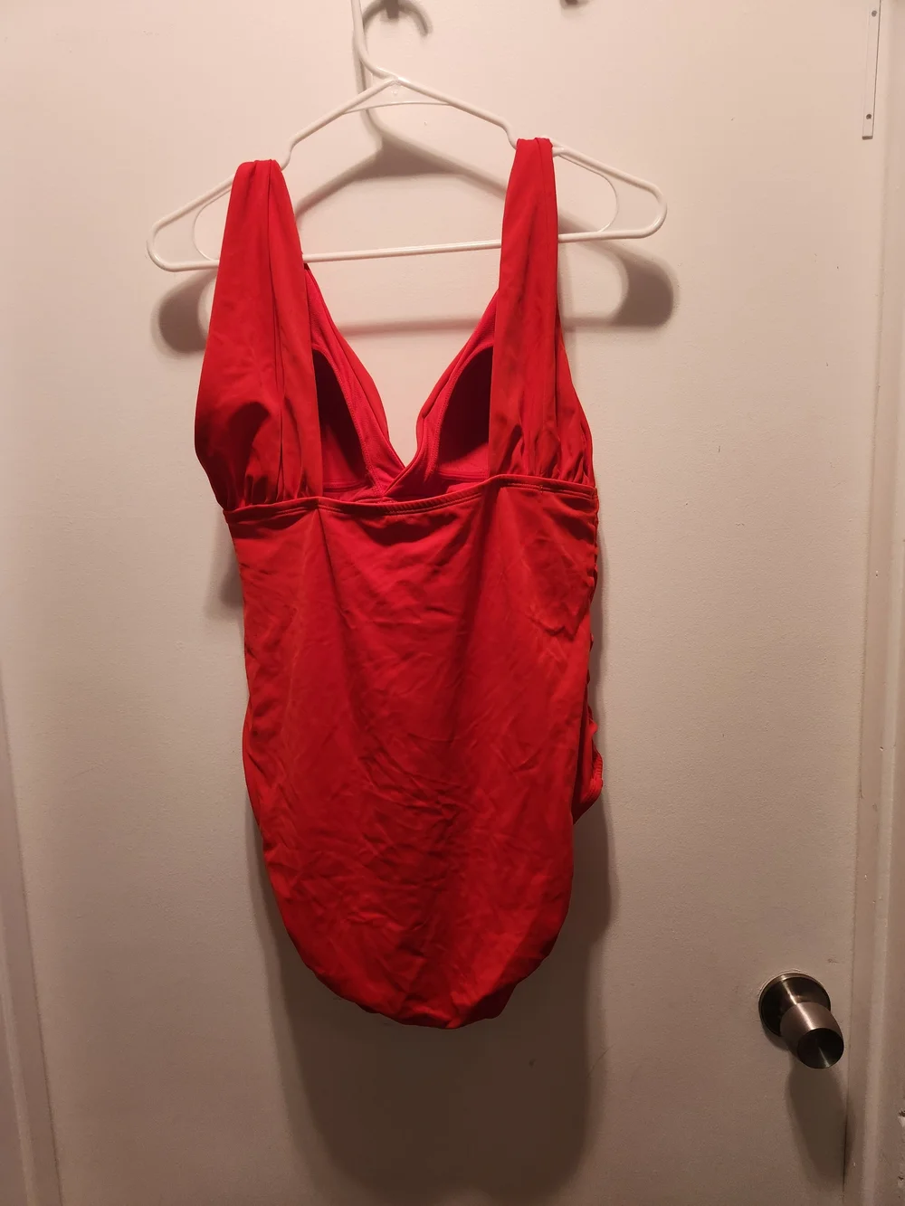 Time and Tru Red One-Piece V-Neck Swim Bodysuit